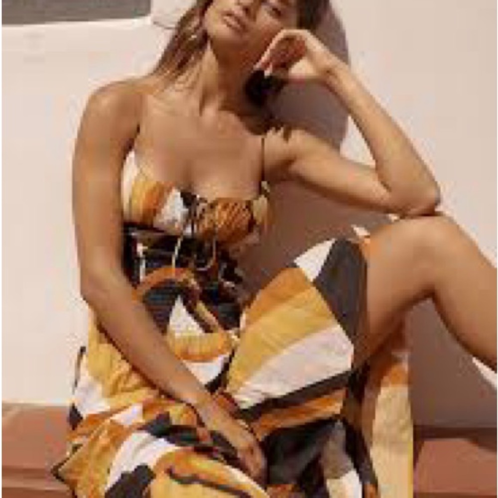 Anthropologie Striped Maxi Dress in Mustard, White & Black